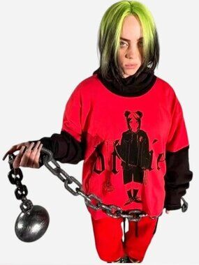 BILLIE EILISH Anime Blohsh Ringer T-Shirt The World's A Little Blurry Red XL NEW